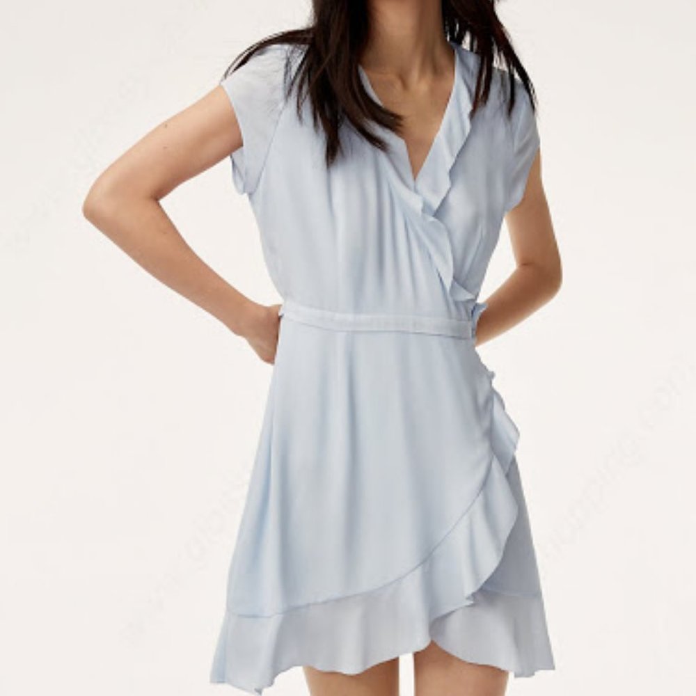 Aritzia Sunday's Best light blue ruffle dress
